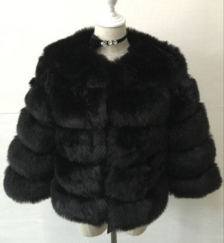 Elegant Thick Warm Outerwear Fake Fur Jacket Women Fashion