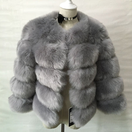 Elegant Thick Warm Outerwear Fake Fur Jacket Women Fashion