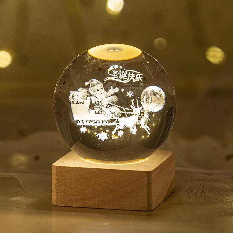 Luminous Starry Sky And Planets Moon Crystal Ball Small Night Lamp