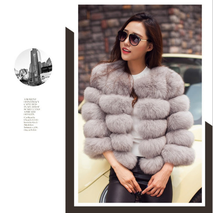 Elegant Thick Warm Outerwear Fake Fur Jacket Women Fashion