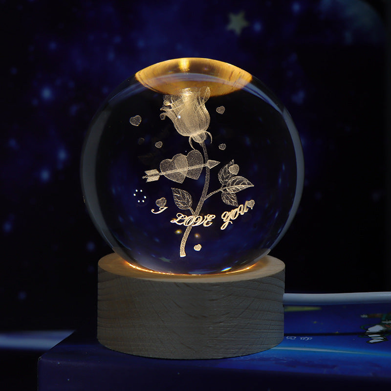 Luminous Starry Sky And Planets Moon Crystal Ball Small Night Lamp