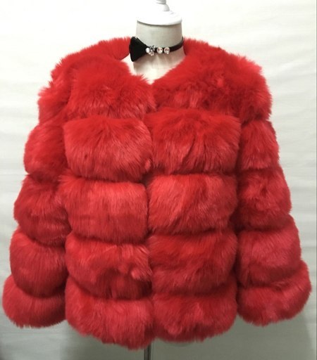 Elegant Thick Warm Outerwear Fake Fur Jacket Women Fashion