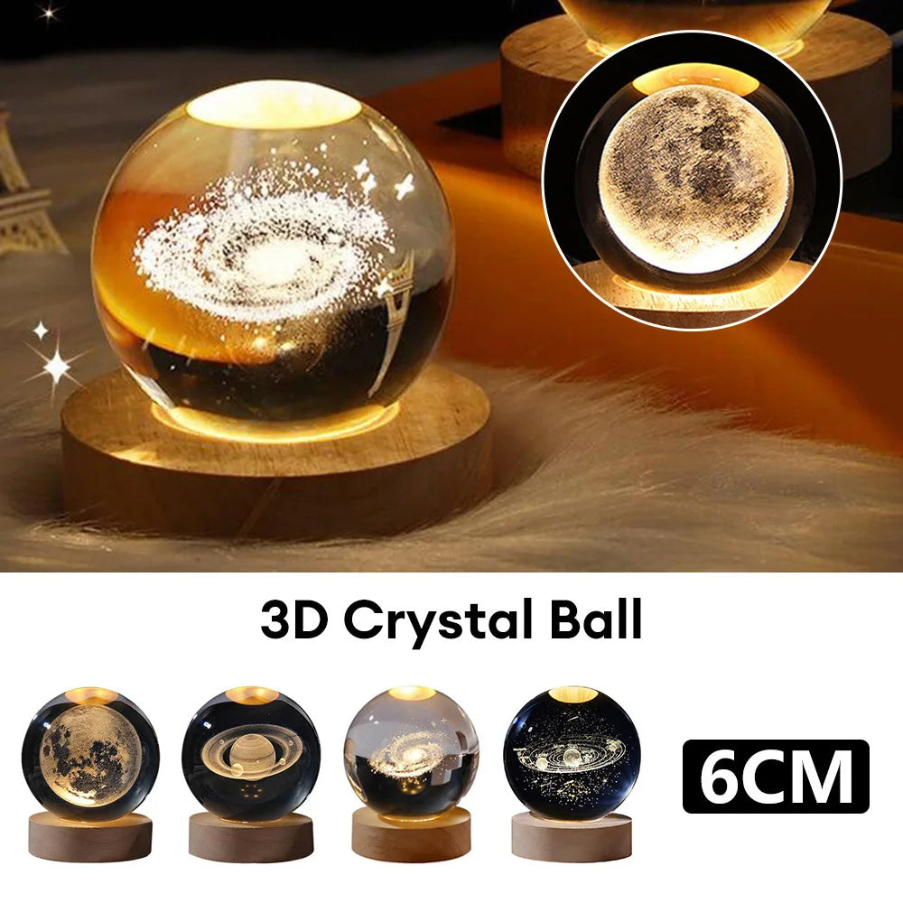 Luminous Starry Sky And Planets Moon Crystal Ball Small Night Lamp