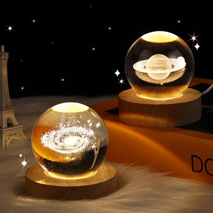 Luminous Starry Sky And Planets Moon Crystal Ball Small Night Lamp