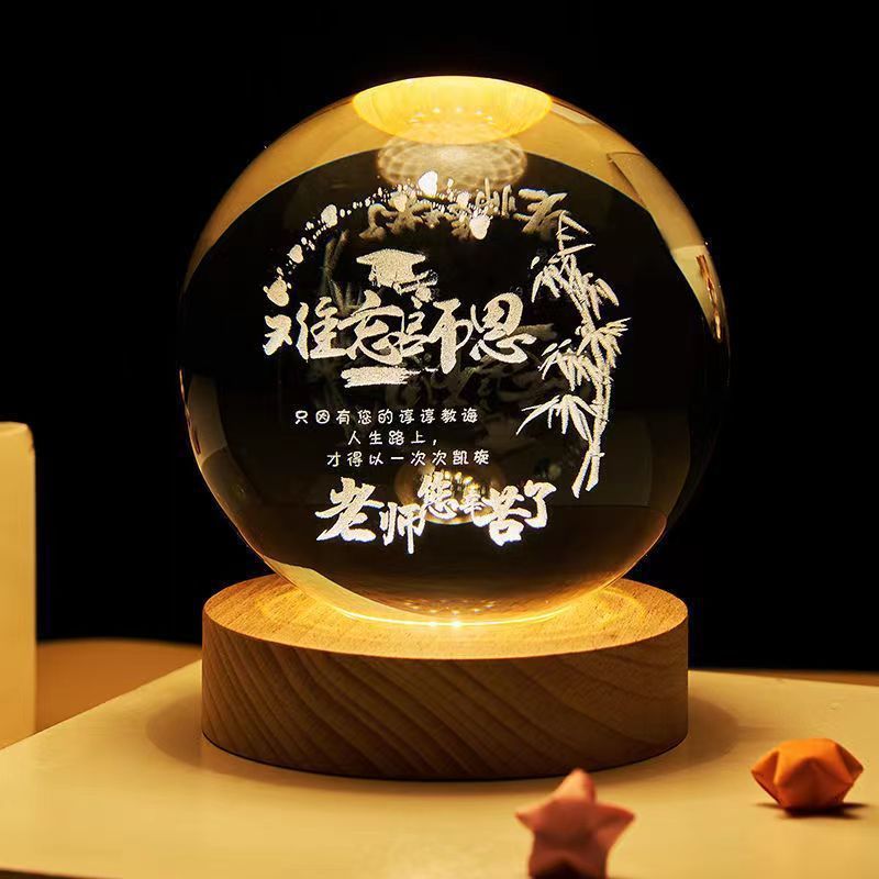 Luminous Starry Sky And Planets Moon Crystal Ball Small Night Lamp