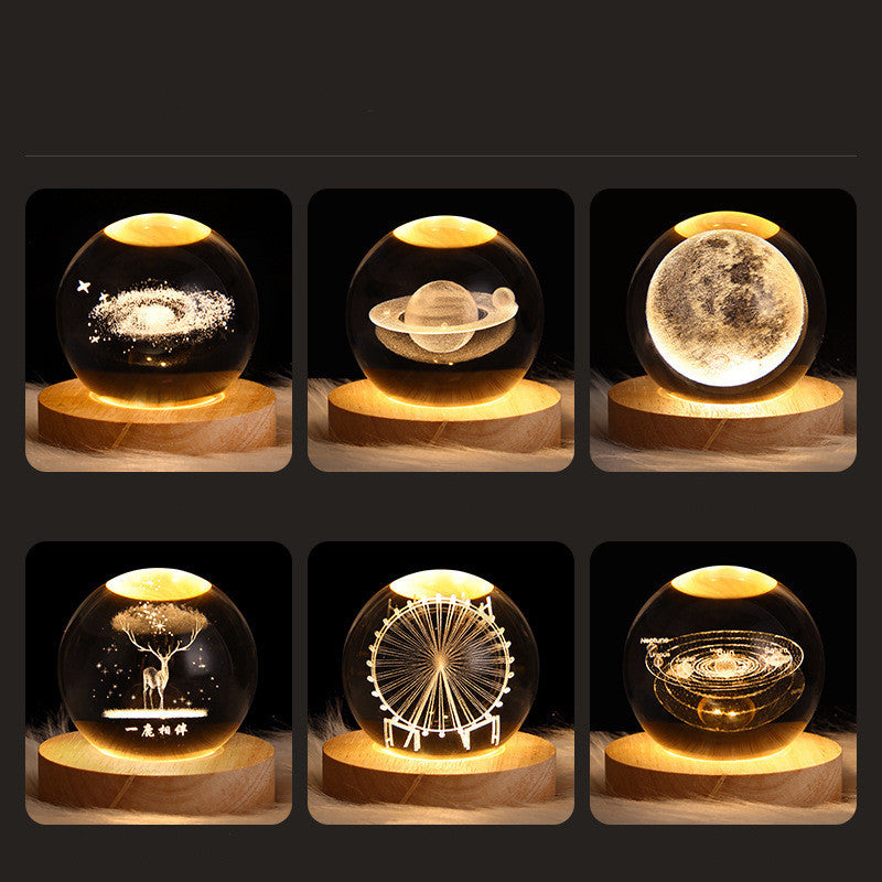 Luminous Starry Sky And Planets Moon Crystal Ball Small Night Lamp