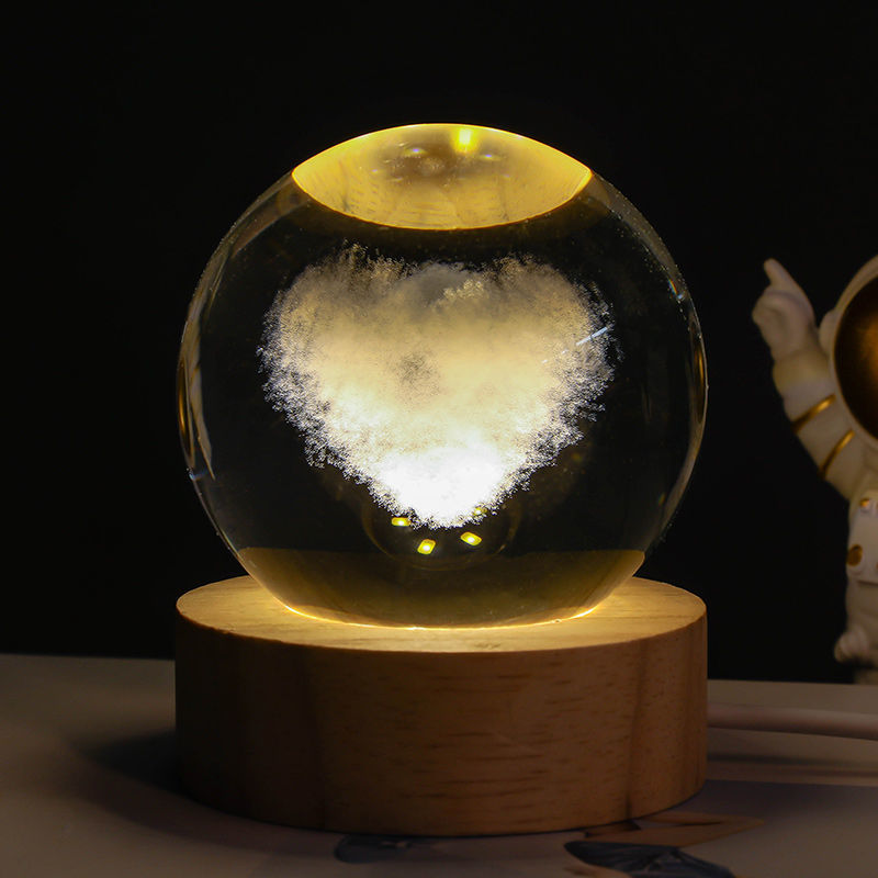 Luminous Starry Sky And Planets Moon Crystal Ball Small Night Lamp