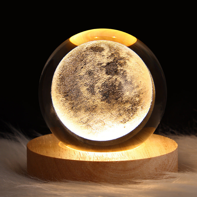 Luminous Starry Sky And Planets Moon Crystal Ball Small Night Lamp