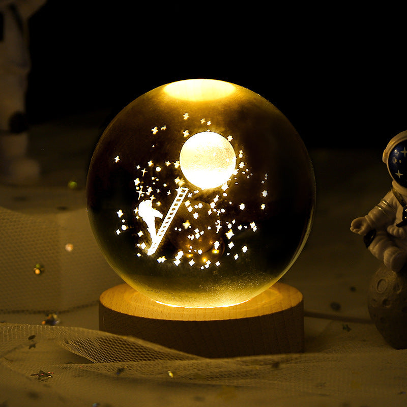 Luminous Starry Sky And Planets Moon Crystal Ball Small Night Lamp