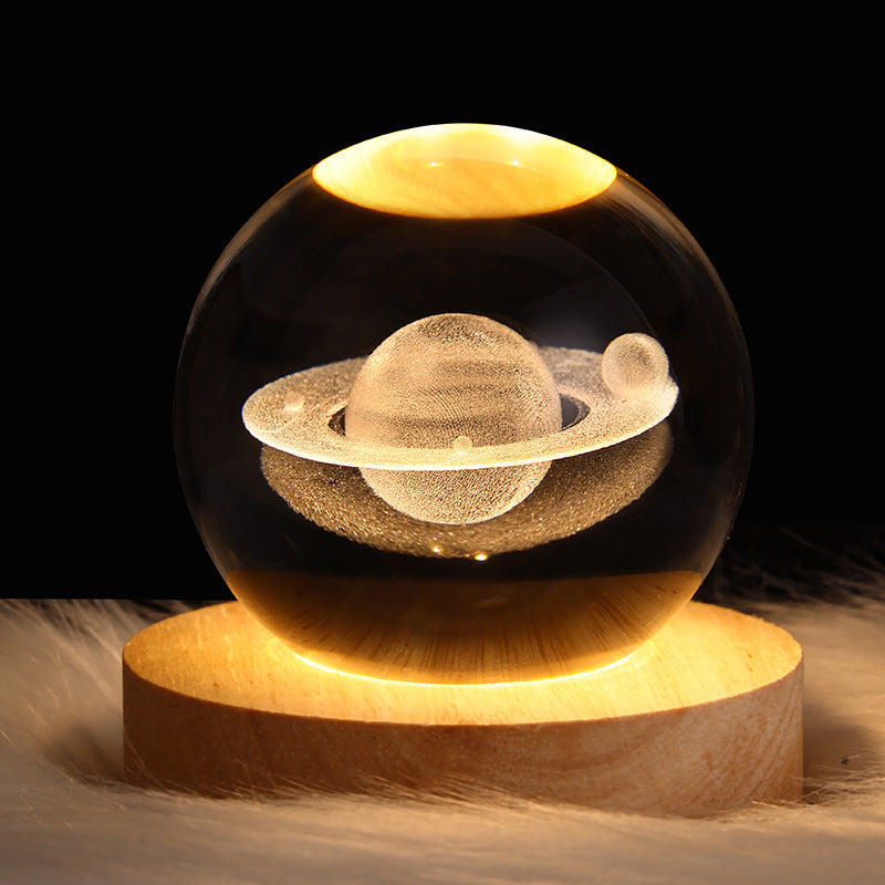 Luminous Starry Sky And Planets Moon Crystal Ball Small Night Lamp